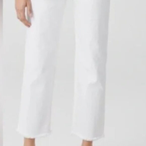Eileen Fisher Women's Straight Leg White Cropped Ankle Raw Hem Jeans Size XL - Picture 16 of 16
